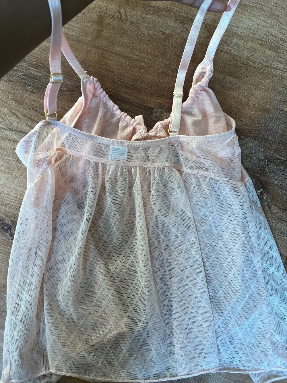 Pink Sheer Mesh Babydoll Lingerie Top Coquette Y2K Size S